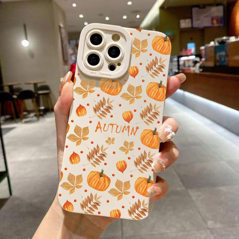 Phone Cases Designer - Autunno Foglie d'acero Modello di zucca
